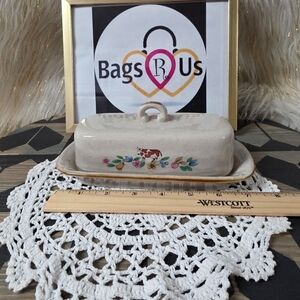 Vintage International Heartland Cow Butter Dish China Covered Butter Dish HTF